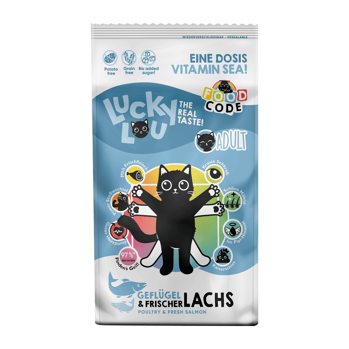 Lucky Lou® Food Code Lifestage Adult Geflügel & Lachs 750g