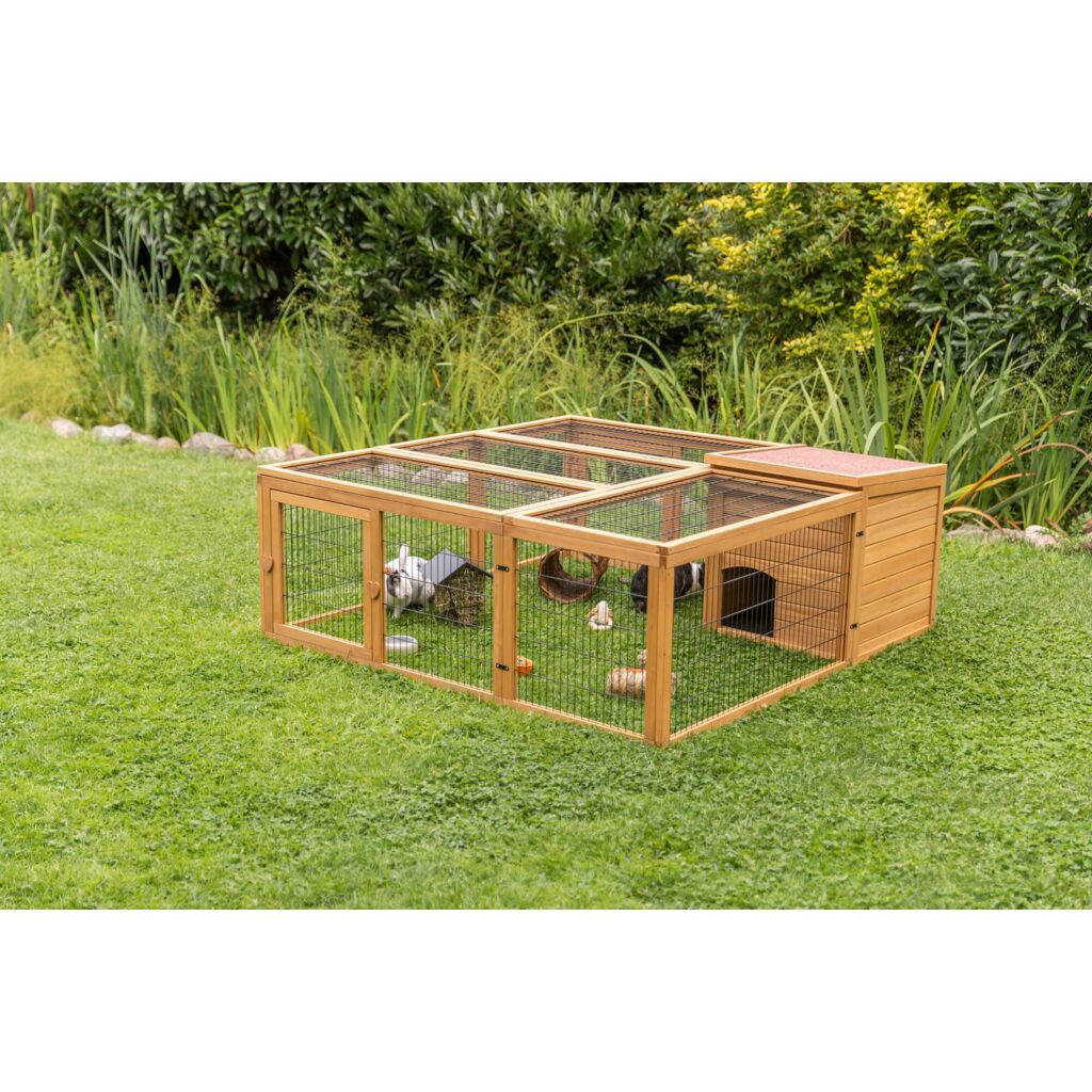 Freilaufgehege mit Abdeckung, Holz