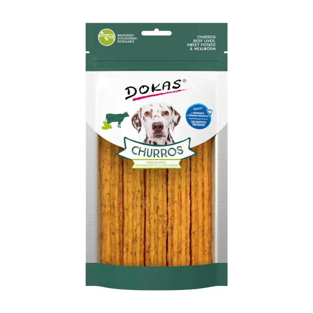 Dokas Churros mit Rinderleber, Süsskartoffel & Mehlwurm
