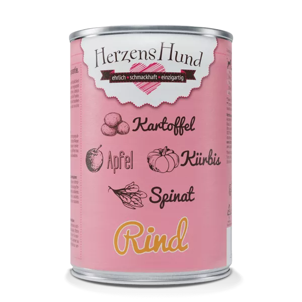 Herzenshund Rind mit Kürbis