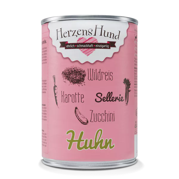 Herzenshund Huhn mit Wildreis