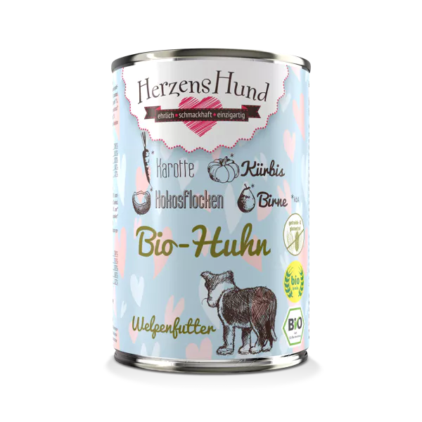 Herzenshund Bio-Huhn mit Bio-Karotte - Welpe