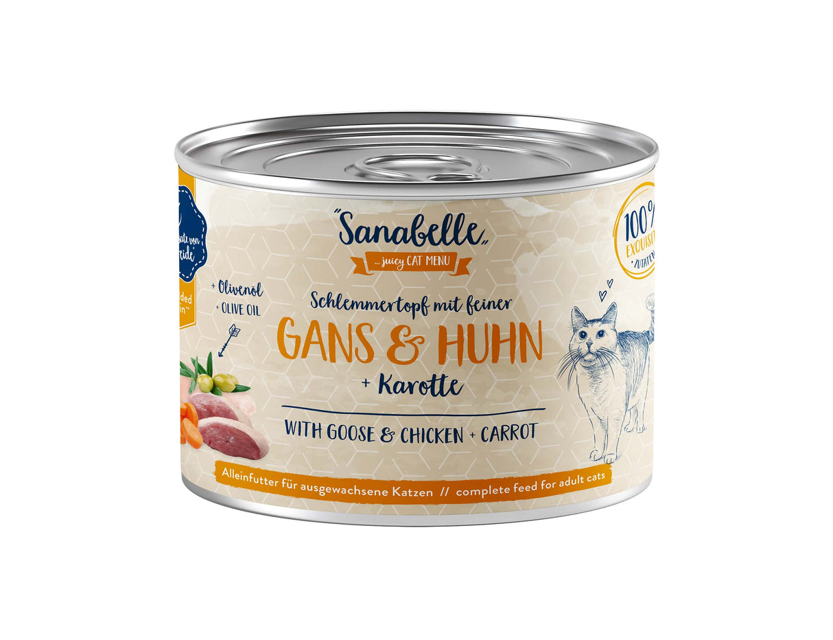Sanabelle Dose Schlemmertopf mit feiner Gans & Huhn mit Karotte + extra Portion Olivenöl