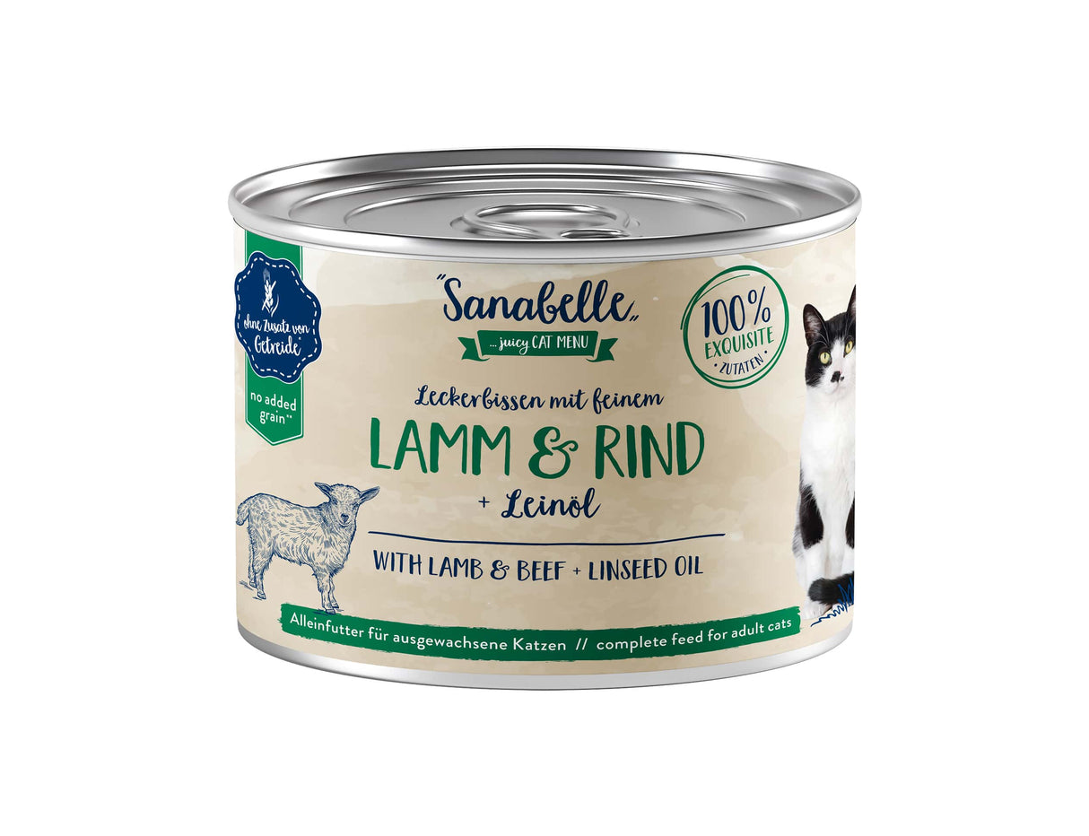 Sanabelle Dose Leckerbissen mit feinem Lamm & Rind + extra Portion Leinöl