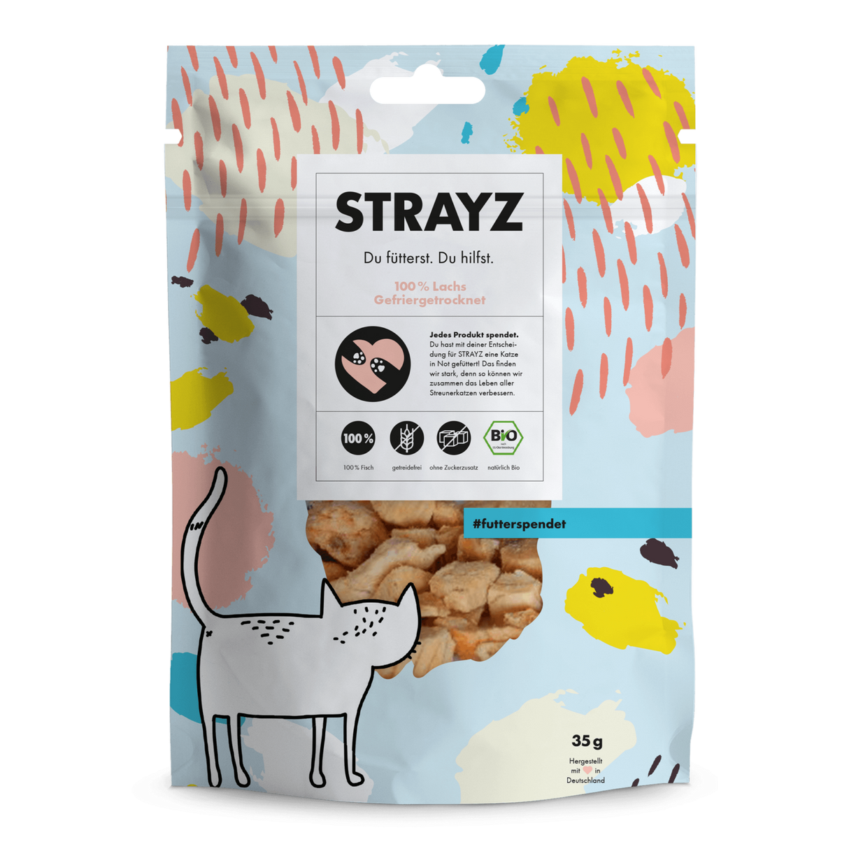 Strayz Katze Snack 100% Lachs Gefriergetrocknet Bio