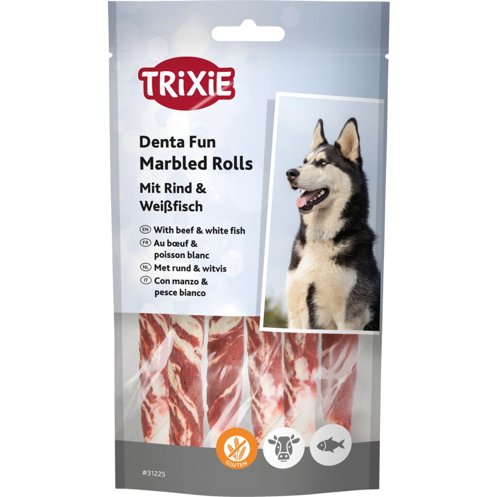 Denta Fun Marbled Rolls mit Rind & Weißfisch
