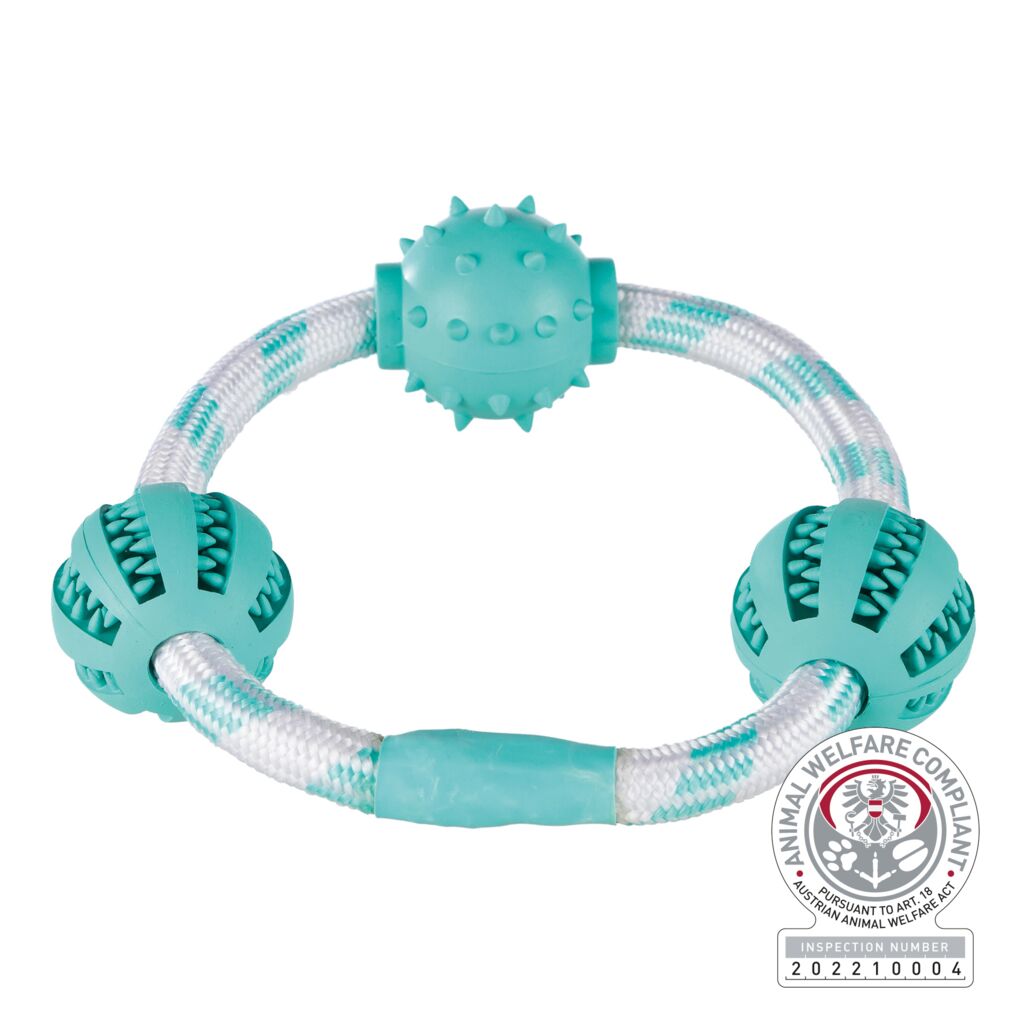 Denta Fun Seilring m. Bällen, Minze, Naturgummi