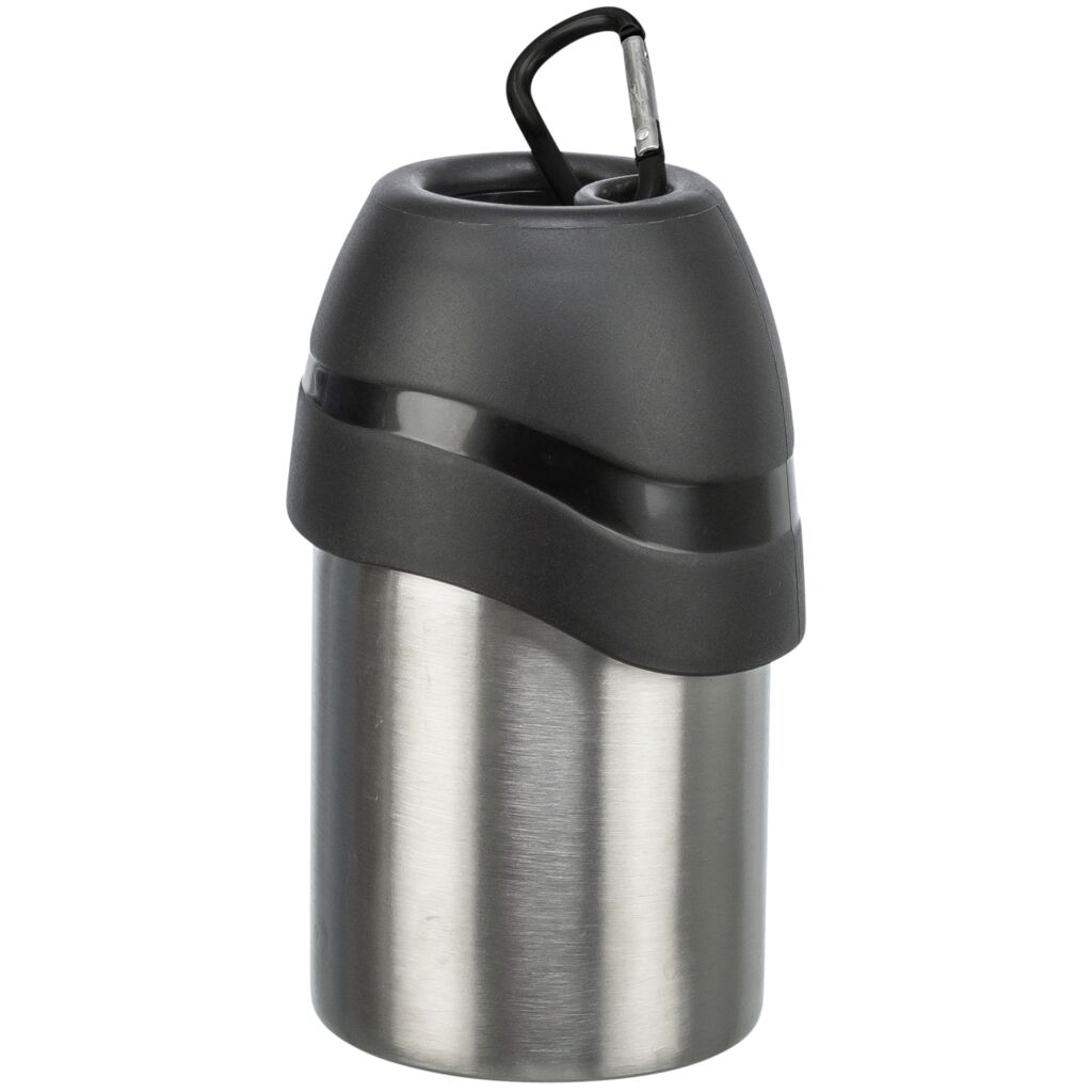 Flasche mit Trinknapf, Edelstahl/Kunststoff