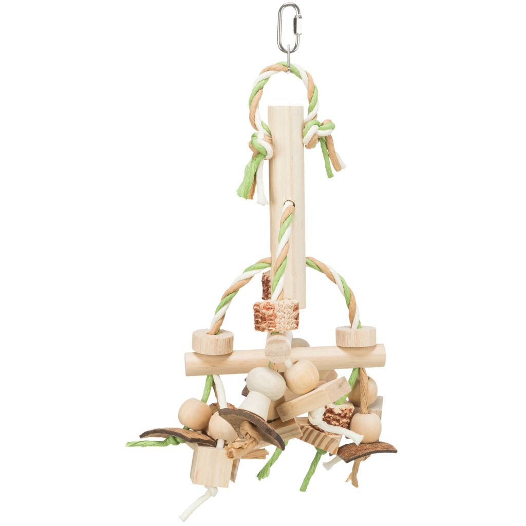 Spielzeug mit Papierbändern, Holz, bunt