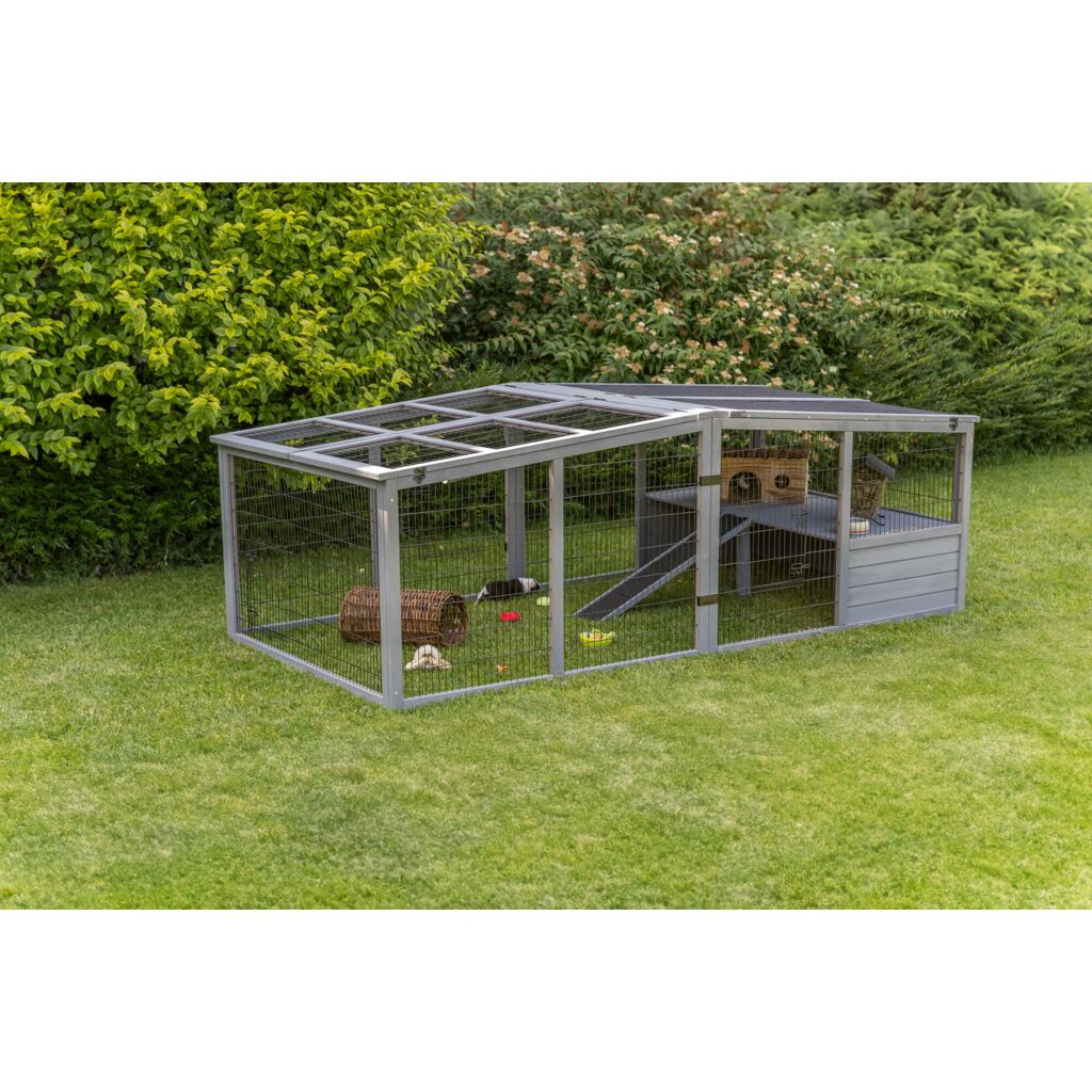Freilaufgehege XL mit Abdeckung, Holz