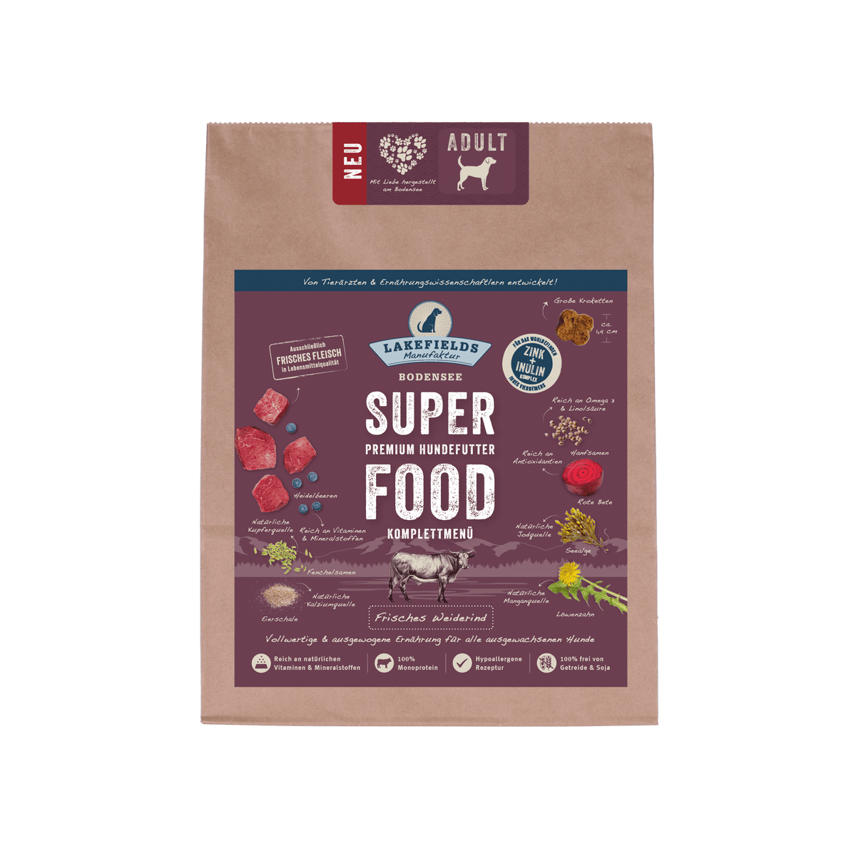 Lakefields Superfood Rind für kleine Hunde