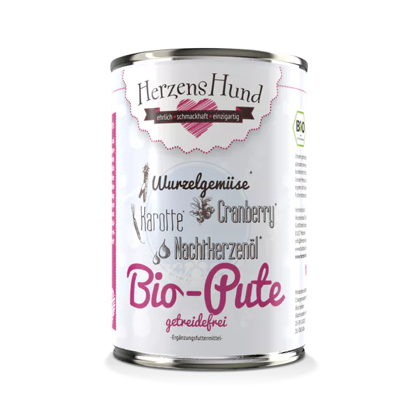 Herzenshund Bio-Pute mit Bio-Karotte -getreidefrei-