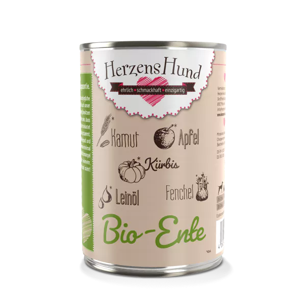 Herzenshund Bio-Ente mit Bio Gemüse