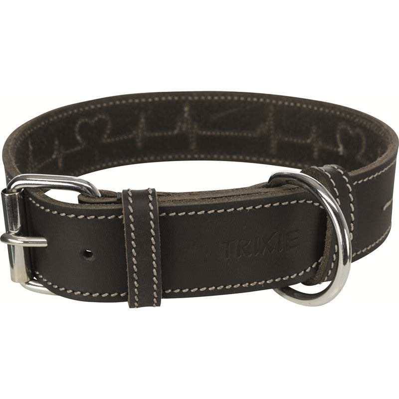 Rustic Fettleder-Halsband Heartbeat